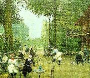 Jean Beraud the cycle hut in the bois de boulogne, c. painting